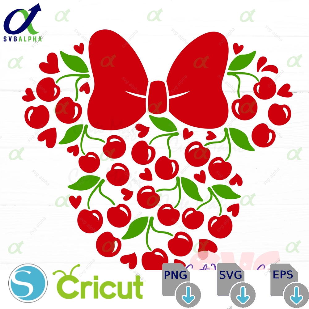 Cherries SVG for DIY Projects, Mickey Mouse Head SVG, Vacation Trip Decor Cut Files, Digital Download for Crafts, Graphic for T-Shirts